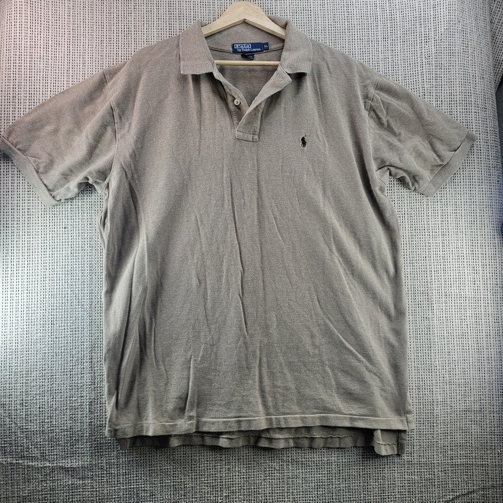 Polo By‎ Ralph Lauren Polo Shirt Mens XL Beige Pique Pony Logo Short Sleeve